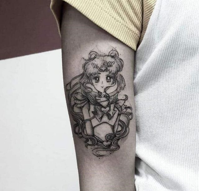 Black work sailor moon tattoo