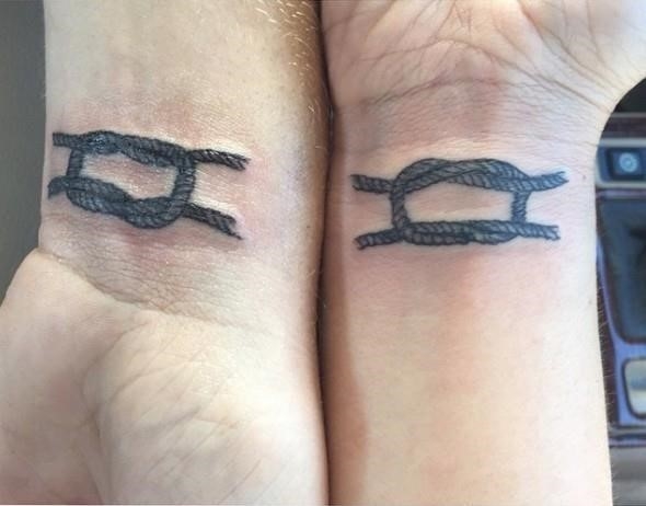 Brother and sister reef knot ties tattoo