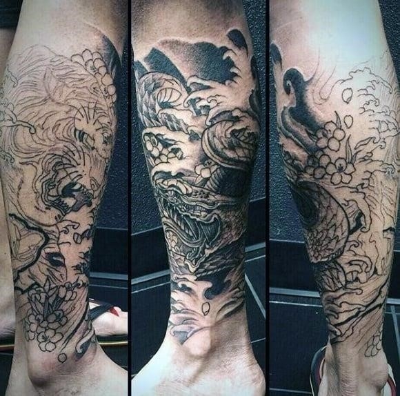 Calf sleeve tattoo for men