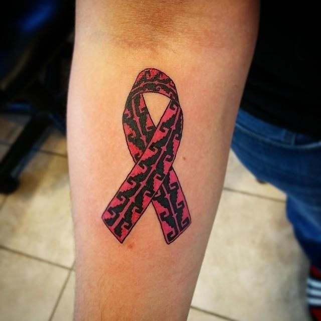 Cancer ribbon tattoo 1