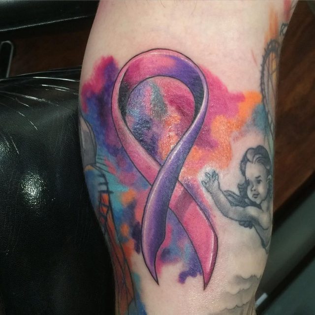 Cancer ribbon tattoo 28