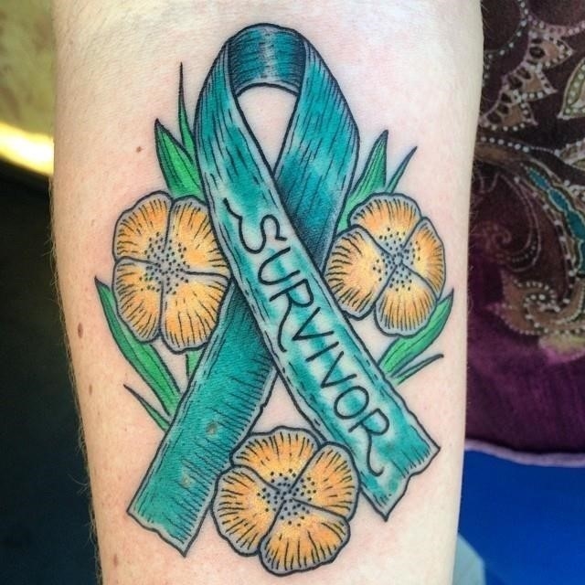 Cancer ribbon tattoo 8
