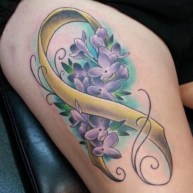 Cancer ribbon tattoo 9