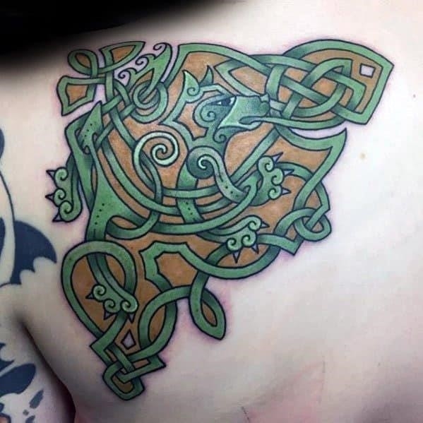 Celtic wolf mens tattoo designs