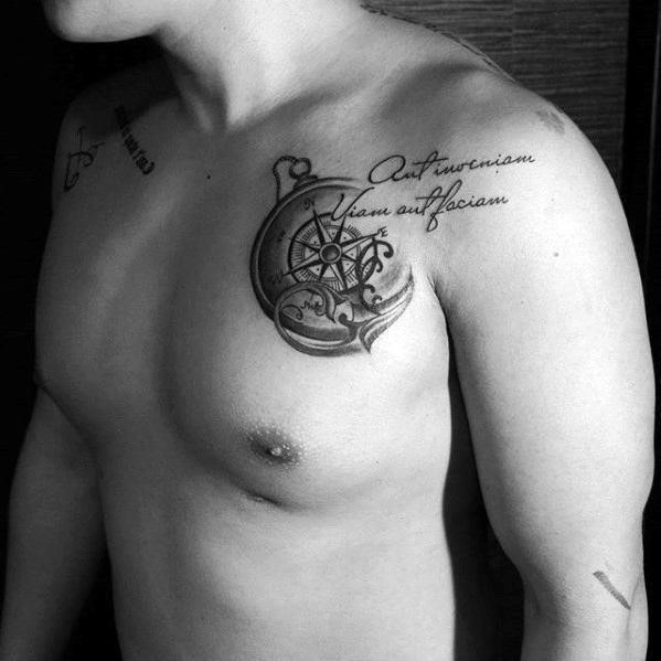 Chest mens compass abstract small chest tattoo