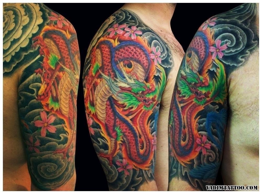 Download PaperCut Tattoo Sleeve Chinese Dragon CoverUp HQ PNG Image   FreePNGImg