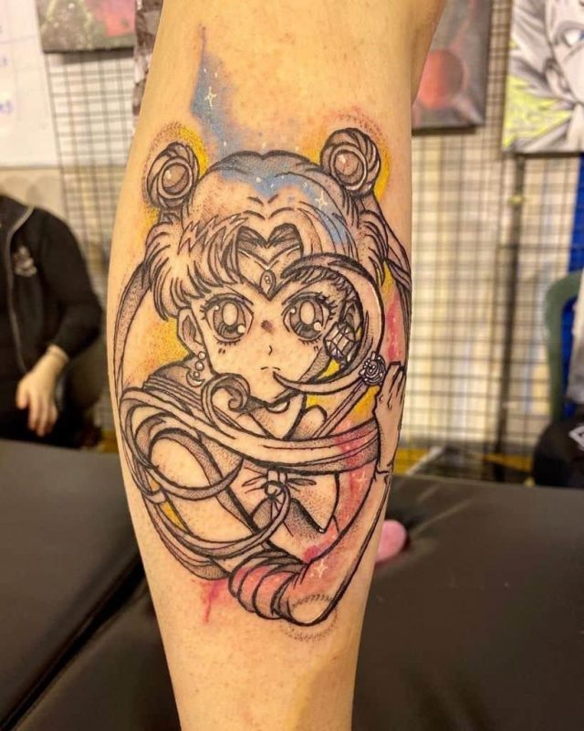Colored luna sailor moon tattoo
