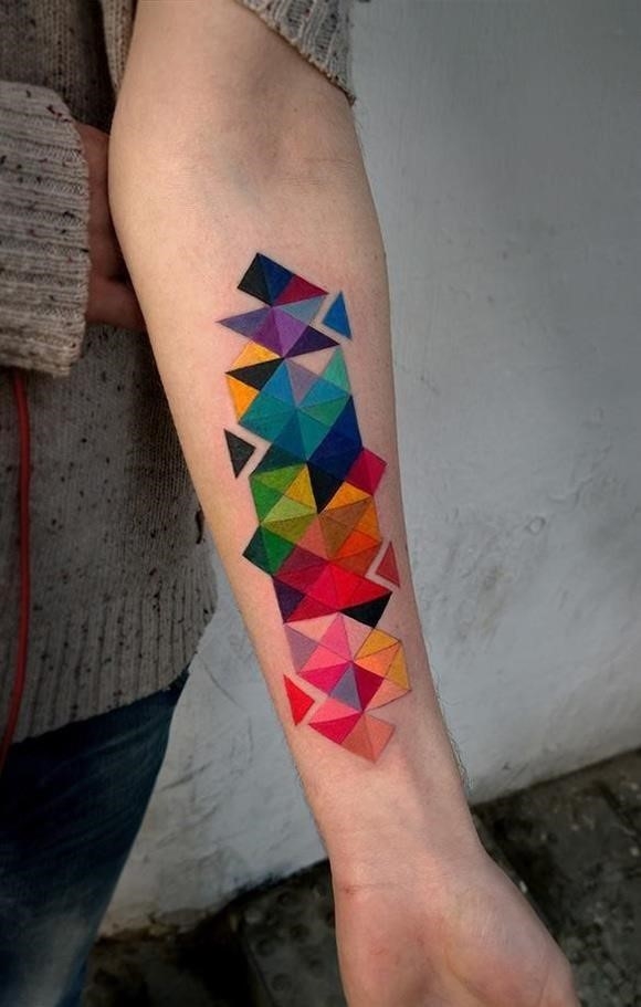 Colorful geometric tattoo