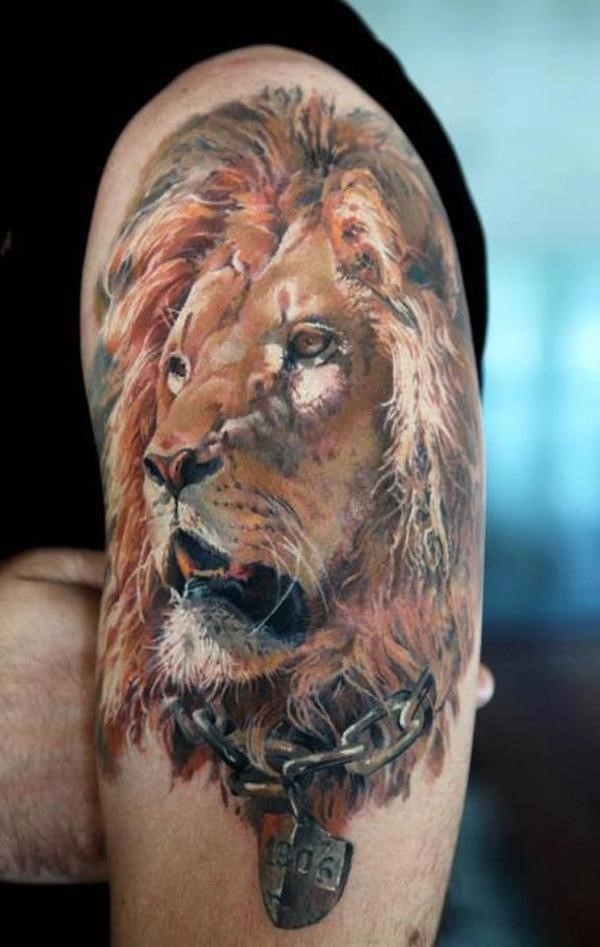 Colorful lion tattoo