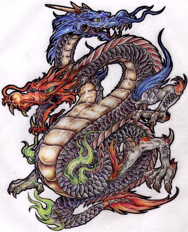 Colourful best dragon tattoo design