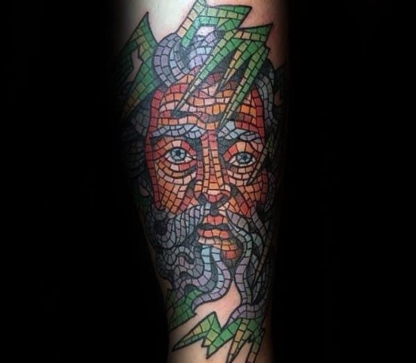 Cool forearm male mosaic tattoo designs