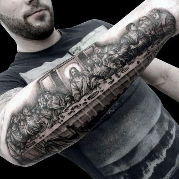 Coolest christian tattoos for men last supper