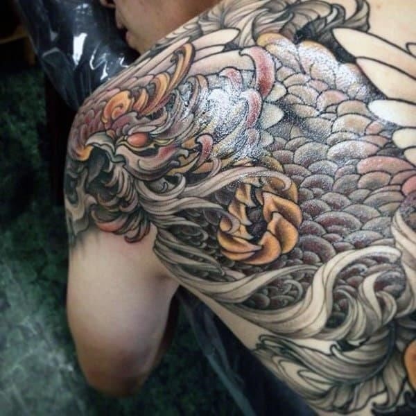 Creative mens phoenix tattoo men on back