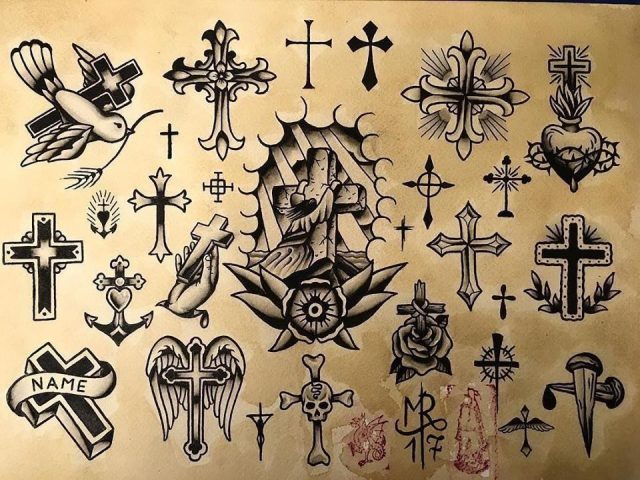 Cross tattoo designs flash