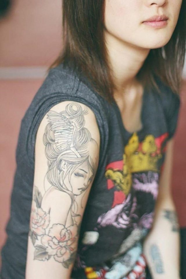 Cute sleeve tattoo design for girl
