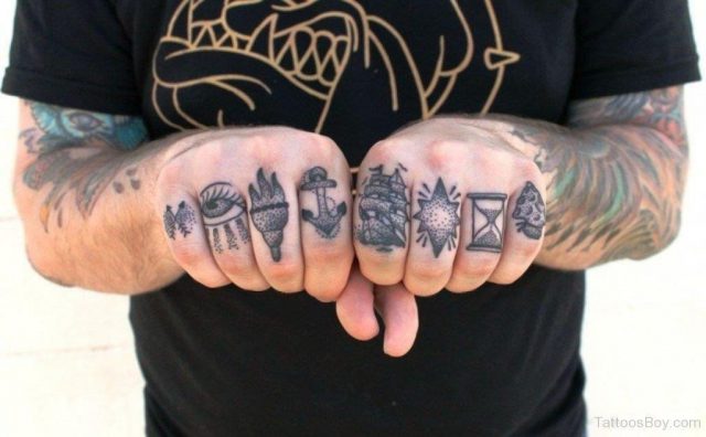 Detailed icon finger tattoos for men
