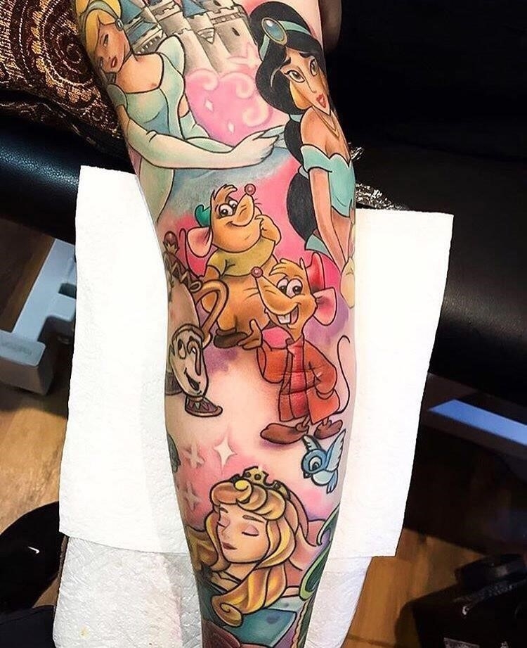 disney princess collage tattoo