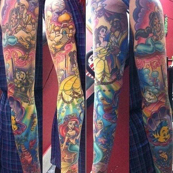 disney princess collage tattoo