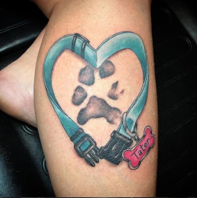 Dog memorial design tattoo paw