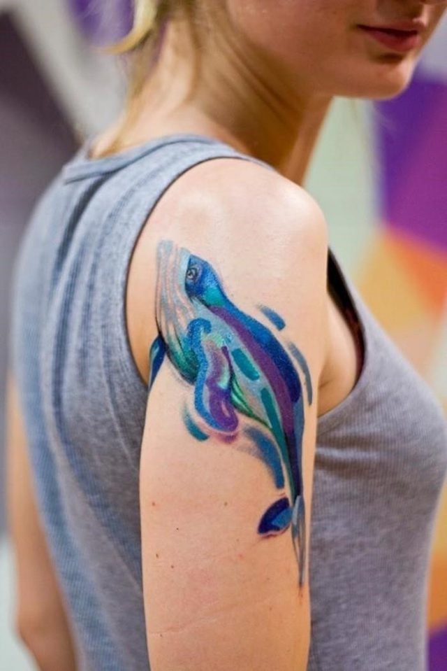 Dolphin watercolor tattoos