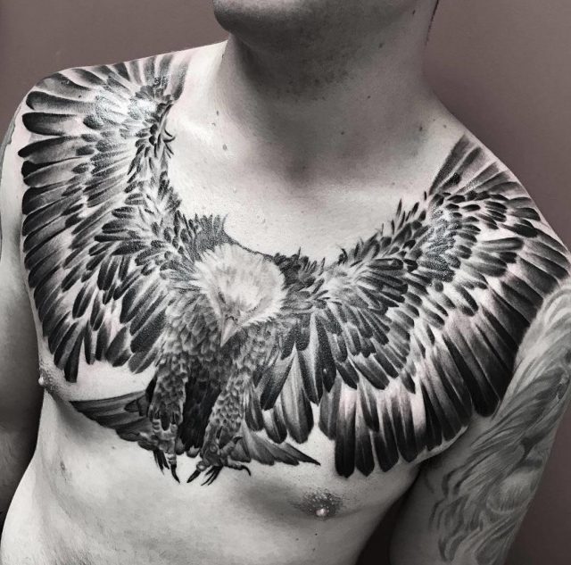 Eagle chest tattoo