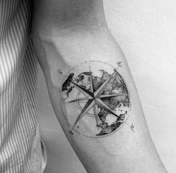 Excellent guys small compass tattoos on forearm