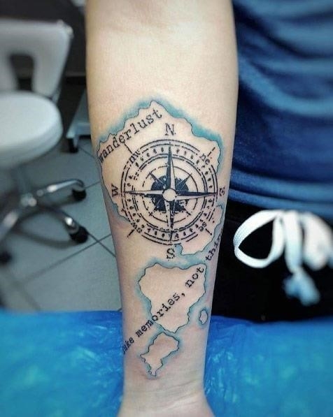 Fantastic travel tattoo design