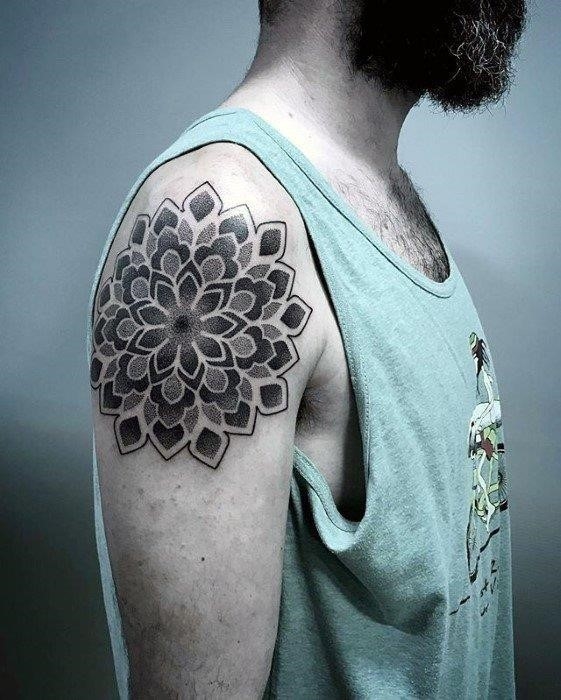 Flower creative geometric arm tattoos for men