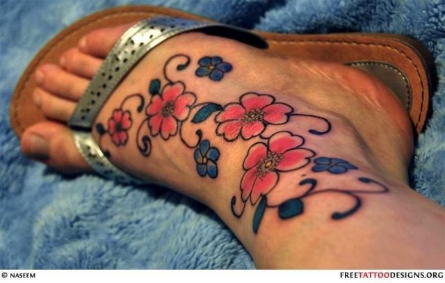 Flower vine ankle tattoo
