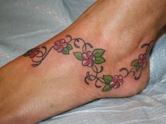 Foot flower tattoos 13