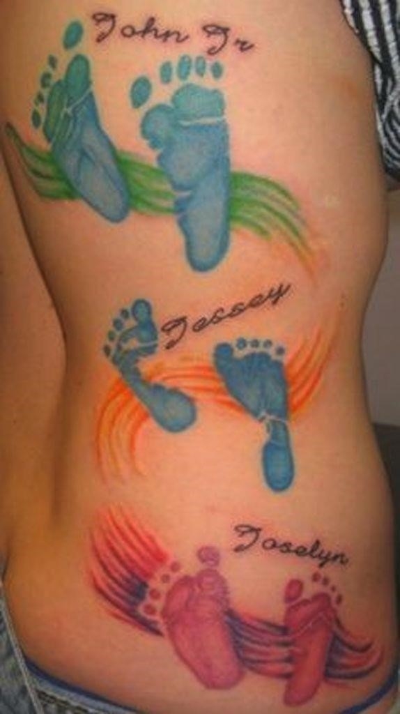 Footprint tattoo colorful