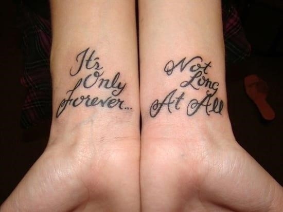 Forever quote couple tattoo