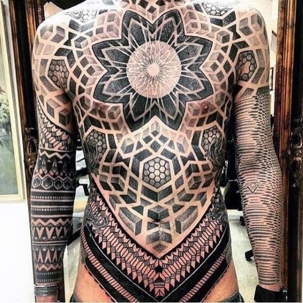 Full body tribal stomach tattoos for men