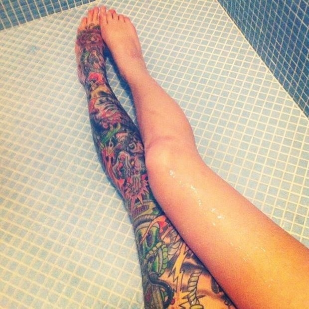 Full leg foot tattoos ink photo