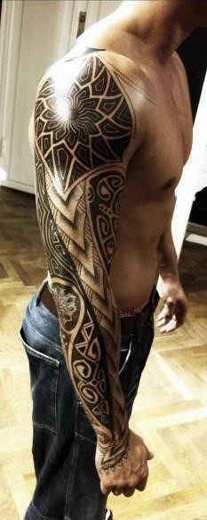 Full mens sleeve and shoulder tattoo