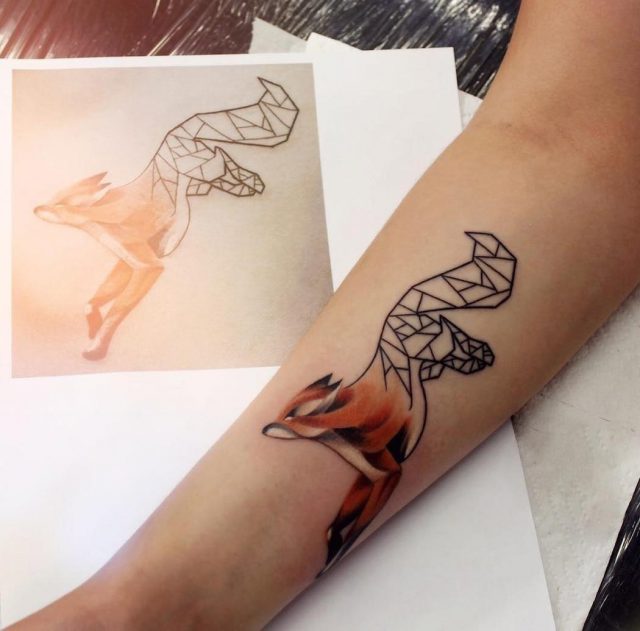Geometric fox tattoo