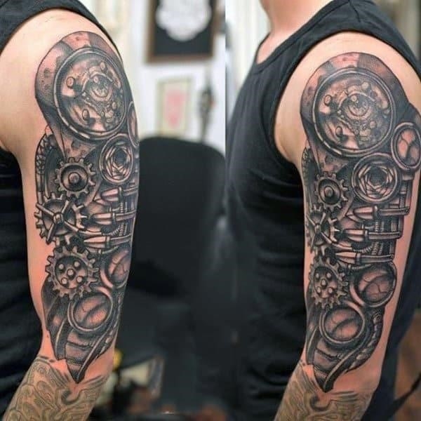Gorgeous steampunk tattoos mens upper arms