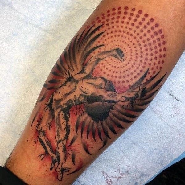 Greek mythology abstract mens icarus arm tattoos