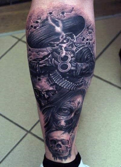 Guy leg tattoos