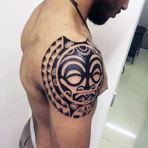 Guy with tribal tattoo shoulder