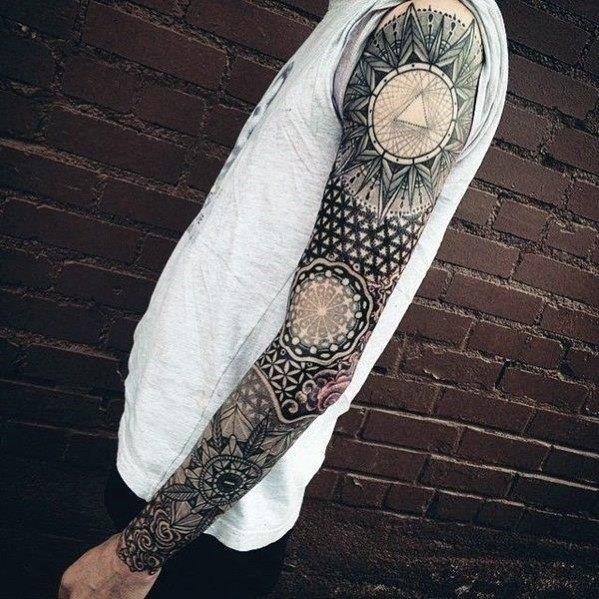 Sake Tattoo Crew on Twitter Geometrical Full Sleeve From Orge geometry  geometrical blackwork dotwork skull mandala sleeve dotism  httptcoyvUW2IsIxI  X