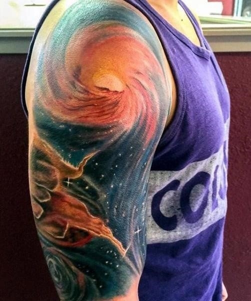 Guys spaceship tattoo