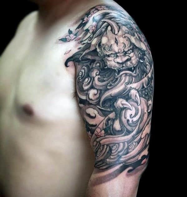 Half sleeve masculine male chinese tattoo design ideas