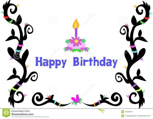 Happy birthday greeting cake tattoo borde 10433727