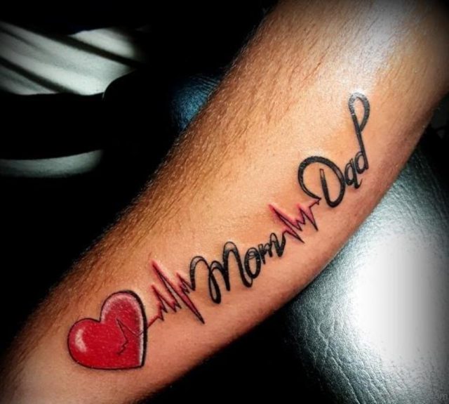 Heart And Mom Dad Tattoo