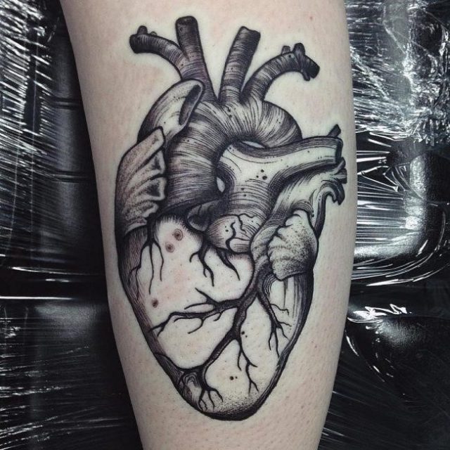 Heart anatomy tattoo