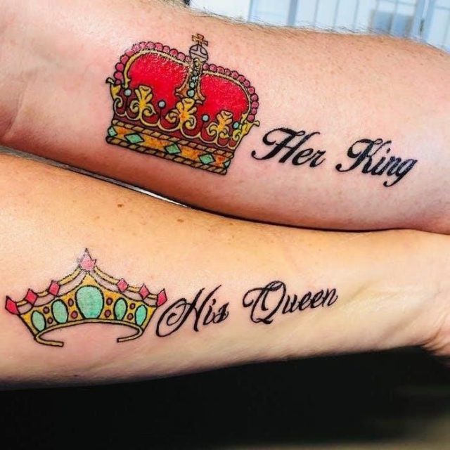Her king his queen crowns his end hers tattoos wrist tattoos