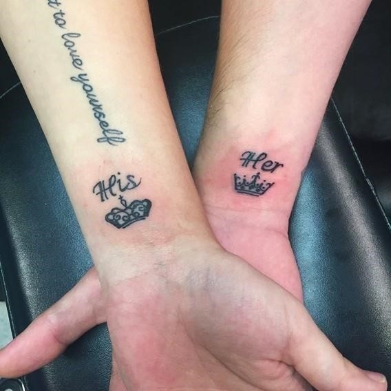 His and hers matching crown tattoos