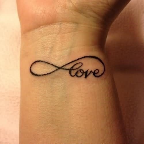 Infinity and love tattoo on wrist