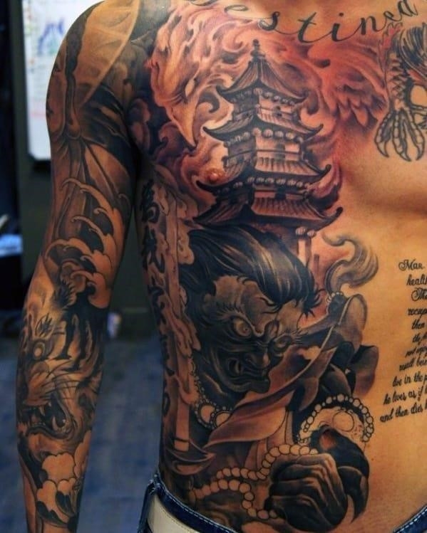 Japanese chest tattoo for men